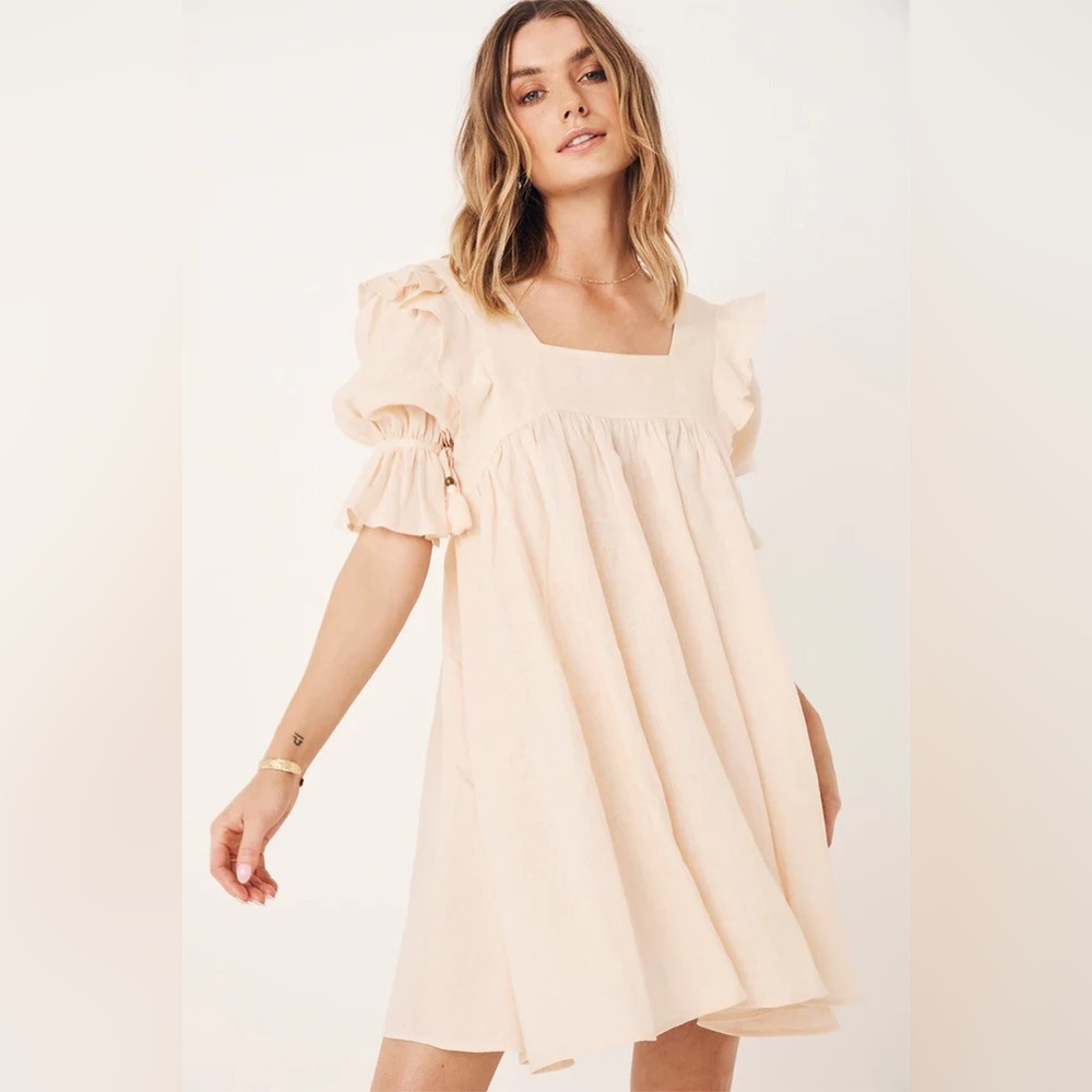 Spell Soft Cream Ruffle Mini Dress - Picture 3 of 11
